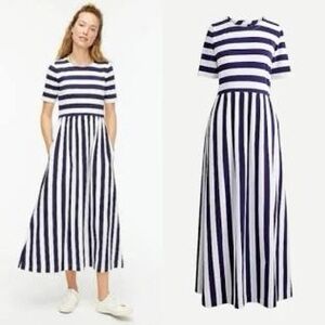 J. Crew Purple and White Rugby Striped Maxi Dress